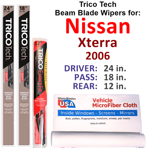 2006 Nissan Xterra Beam Blade Wipers (Set of 3) w/Rear Wiper