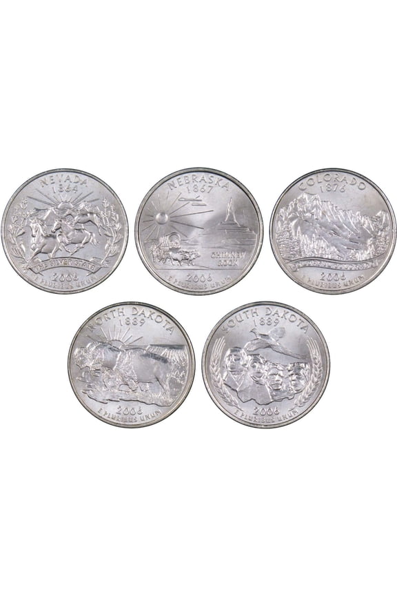 2006 P State Quarter 5 Coin Set BU Uncirculated Mint State 25c Collectible