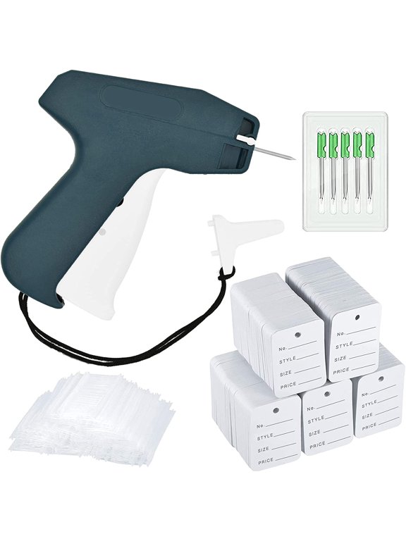 2006 PcsTagging Gun Kit Including Tag Gun, 5 Steel Needles, 1600 Clear Barbs Fasteners, 400 Pieces Clothing Price Label (Gray-Blue)