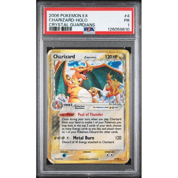 2006 Pokemon Ex Crystal Guardians Holo Charizard #4 PSA 1
