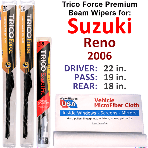 2006 Suzuki Reno Performance Beam Wipers (Set of 3) w/Rear Wiper