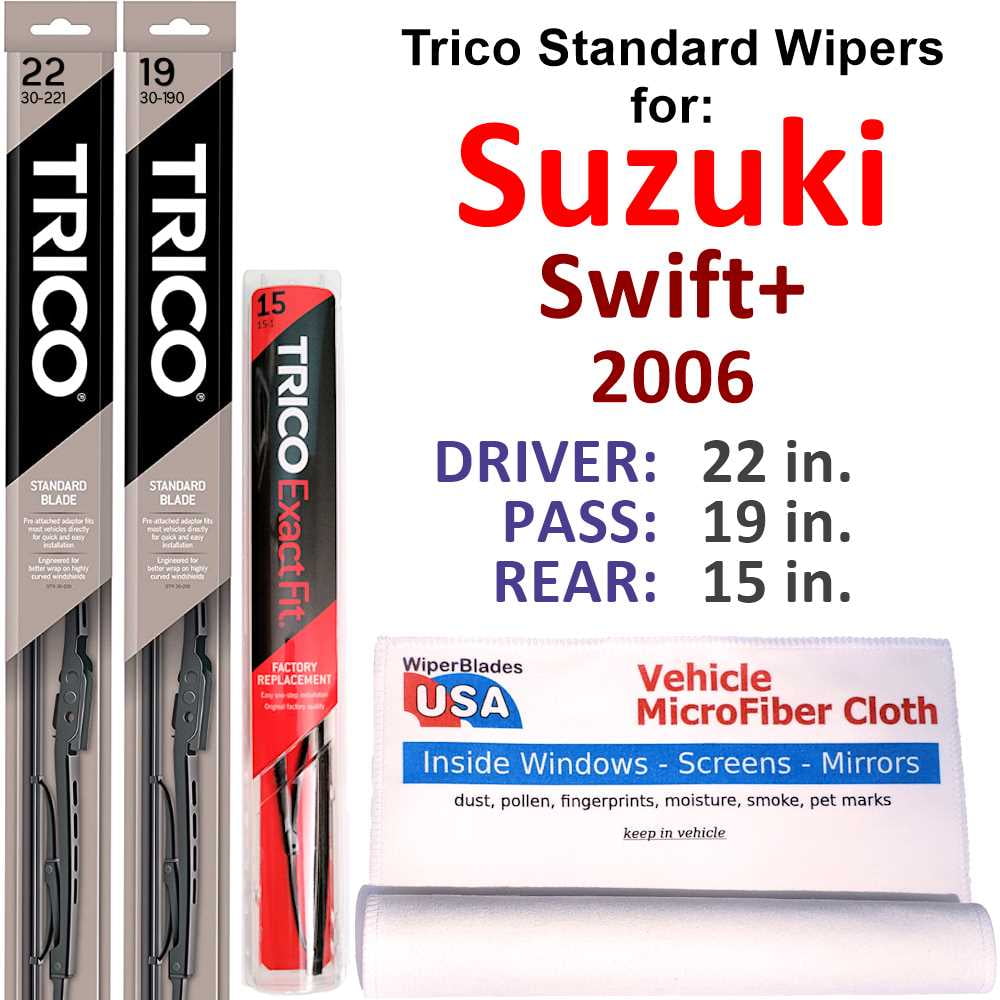 2006 Suzuki Swift+ Wiper Blades (Set of 3) w/Rear Wiper - Walmart.com