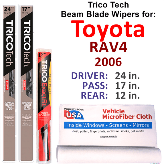 2006 Toyota RAV4 Beam Blade Wipers (Set of 3) w/Rear Wiper