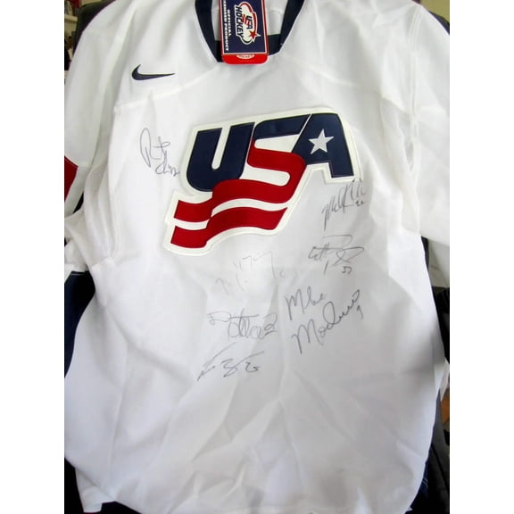 2006 US Olympic hockey team signed Nike jersey Mike Modano Scott Gomez Derian Hatcher JSA