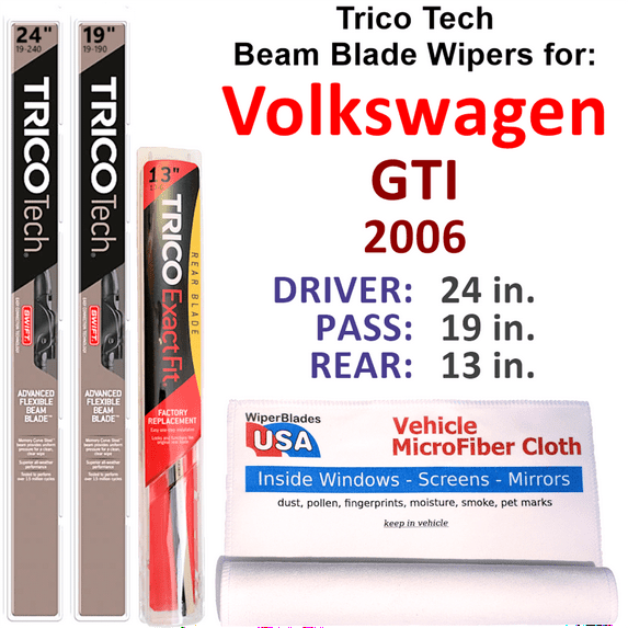 2006 Volkswagen GTI Beam Blade Wipers (Set of 3) w/Rear Wiper