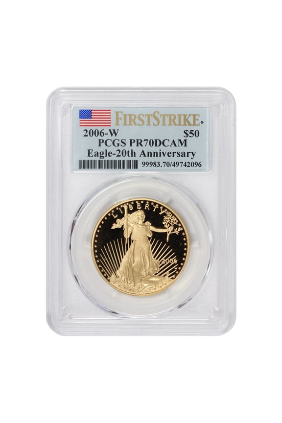 2006-W $50 Gold Eagle PCGS PR70 Deep Cameo First Strike Flag Label U.S. Mint Coin