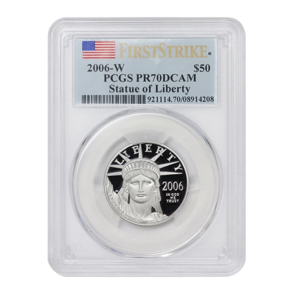 2006-W $50 Platinum Eagle PCGS PR70 Deep Cameo First Strike Flag Label U.S. Mint Coins