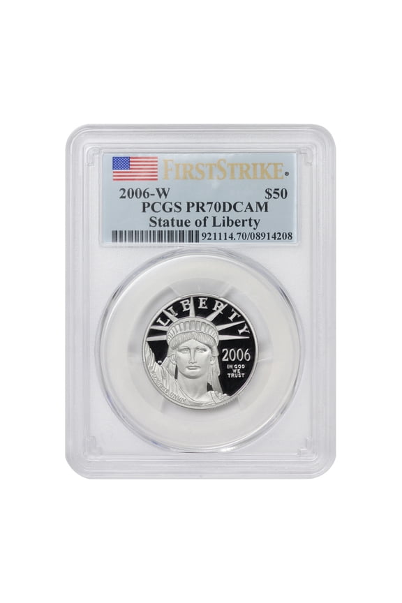2006-W $50 Platinum Eagle PCGS PR70 Deep Cameo First Strike Flag Label U.S. Mint Coins