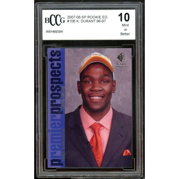 2007-08 SP Rookie Edition #106 Kevin Durant Rookie Card BGS BCCG 10 Mint+