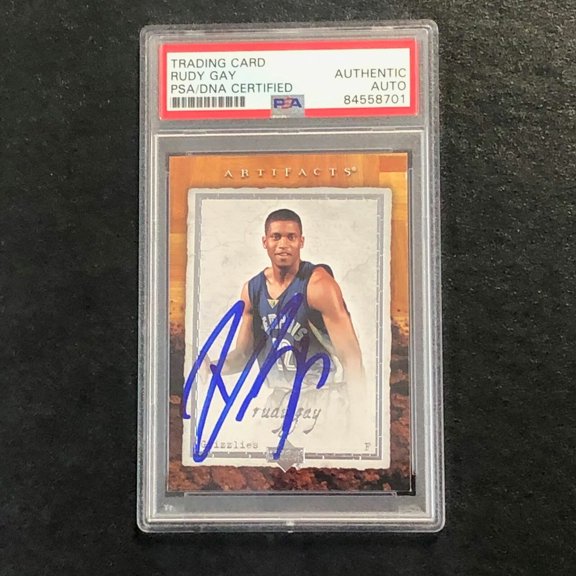 2007-08 Upper Deck NBA Artifacts Rudy Gay Auto #44 Memphis Grizzlies Basketball Card PSA