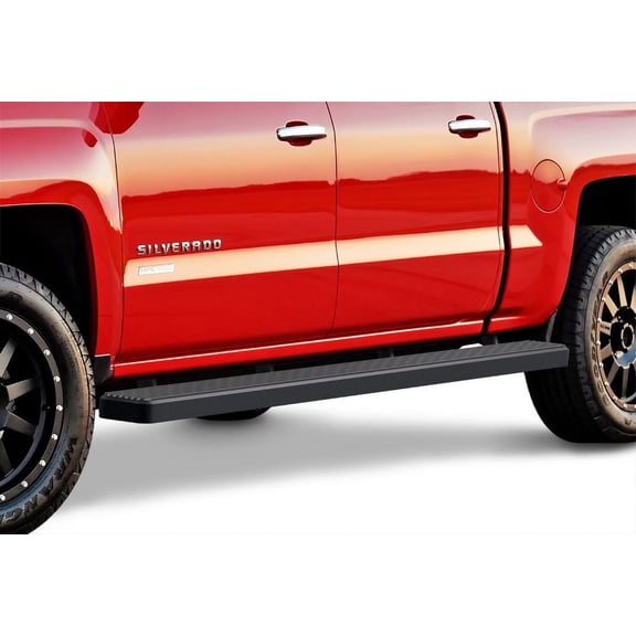 2007-2018 Chevy Silverado/ GMC Sierra 1500 Crew Cab 2007-2019 2500/3500 HD Crew Cab (Not For 07 Classic Model) 6.5 ft Bed Black Finish 5 Inch Wheel to Wheel Side Bar Side Step Running Board