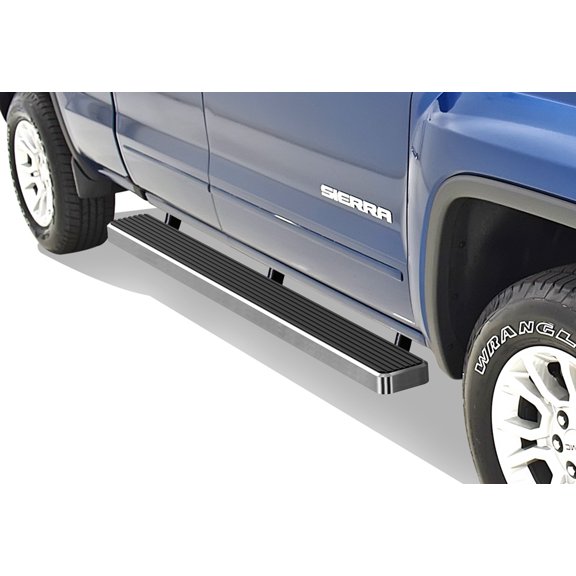 2007-2018 Chevy Silverado/GMC Sierra 1500 Extended Cab/Double Cab 2007-2019 2500/3500 HD Ext/Double Cab (Not For 07 Classic Model) Hairline Finish 6 Inch Door to Door Side Bar Side Step Running Board