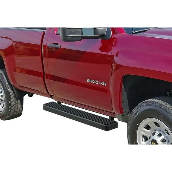 2007-2018 Chevy Silverado/ GMC Sierra 1500 Regular Cab 2007-2019 2500 HD/3500 HD Regular Cab (Not For 07 Classic Model) Black Finish 5 Inch Door to Door Side Bar Side Step Running Board