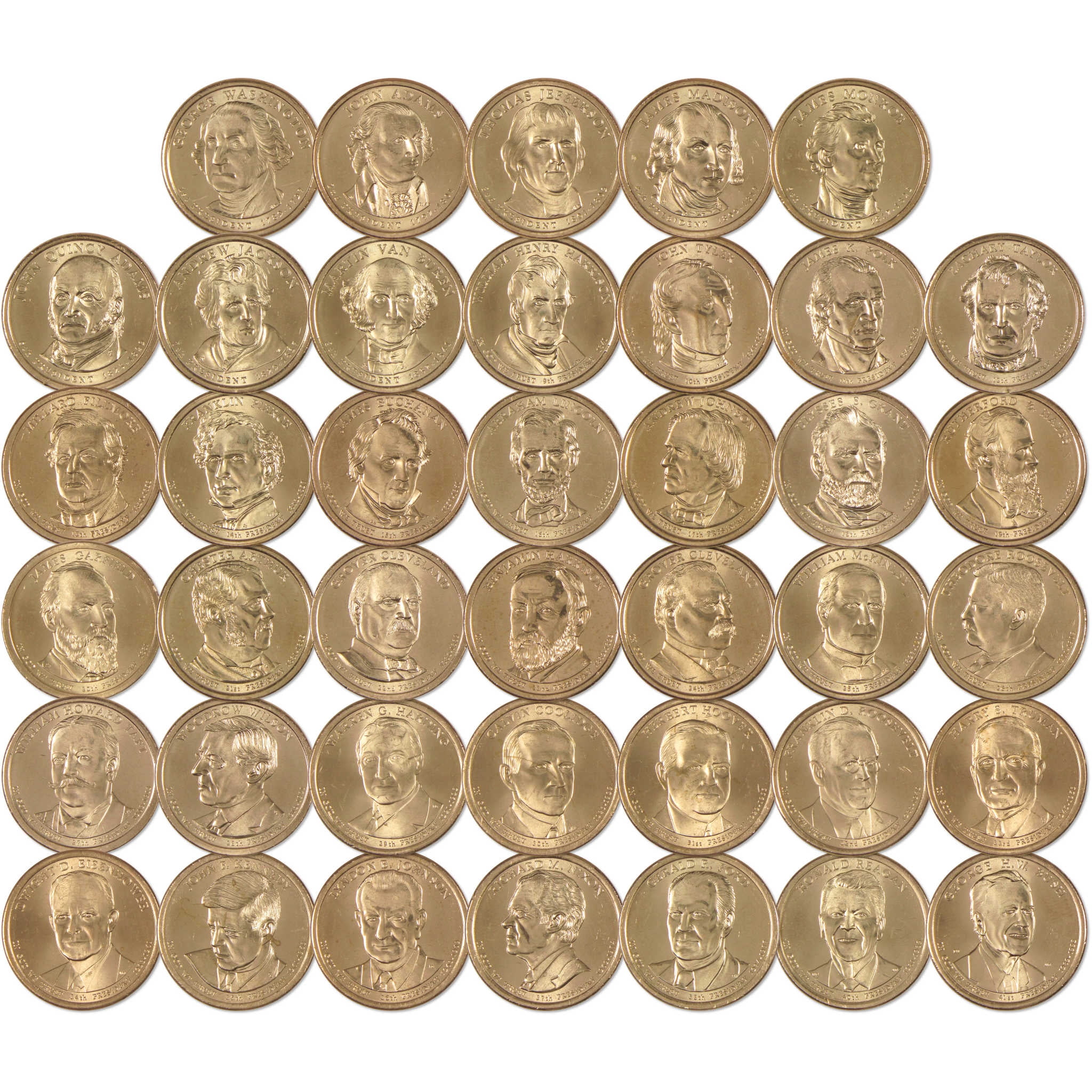 U.S. MINT 2007-2020 Presidential Dollar 40 Coin Complete Design Set Uncirculated