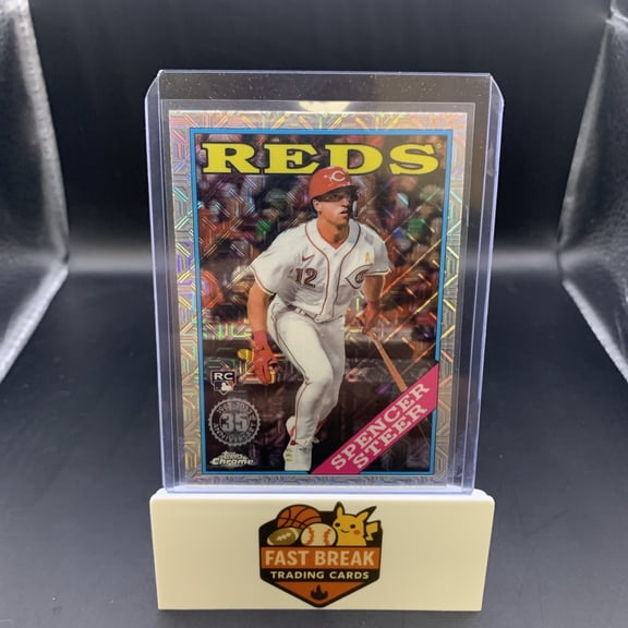 Near Mint 2023 Topps Chrome Baseball Card Spencer Steer #150 Chrome Refractor