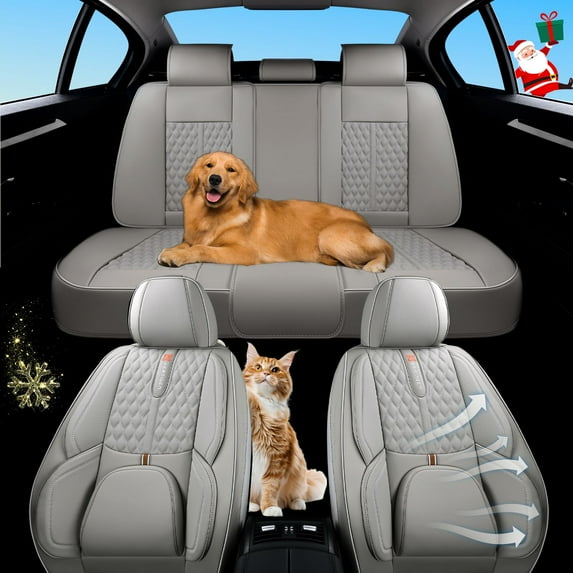 2007-2026 Car Seat Cover for Jeep Wrangler, Middle Gray Car Seat Covers, PU Leather, Full Set of 5 Seats, Anti-Slip, With Lumbar Support, Beautify Interior, Beautify the Interior of Old Cars