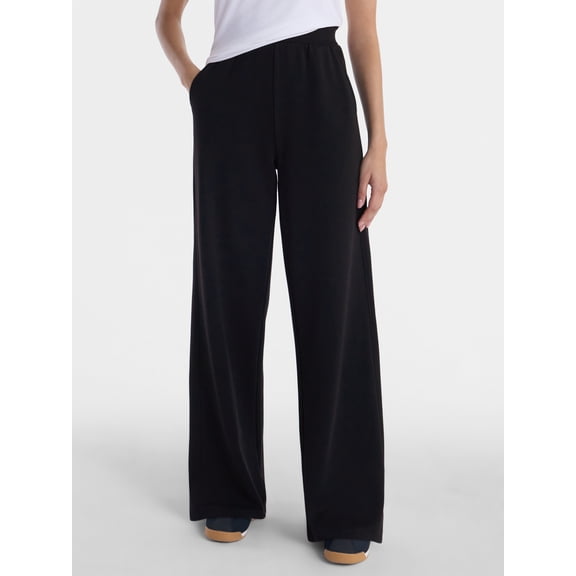 Athletic Works Women's and Women's Plus French Terry Wide Leg Pants, 31" Inseam, Sizes XS-4X