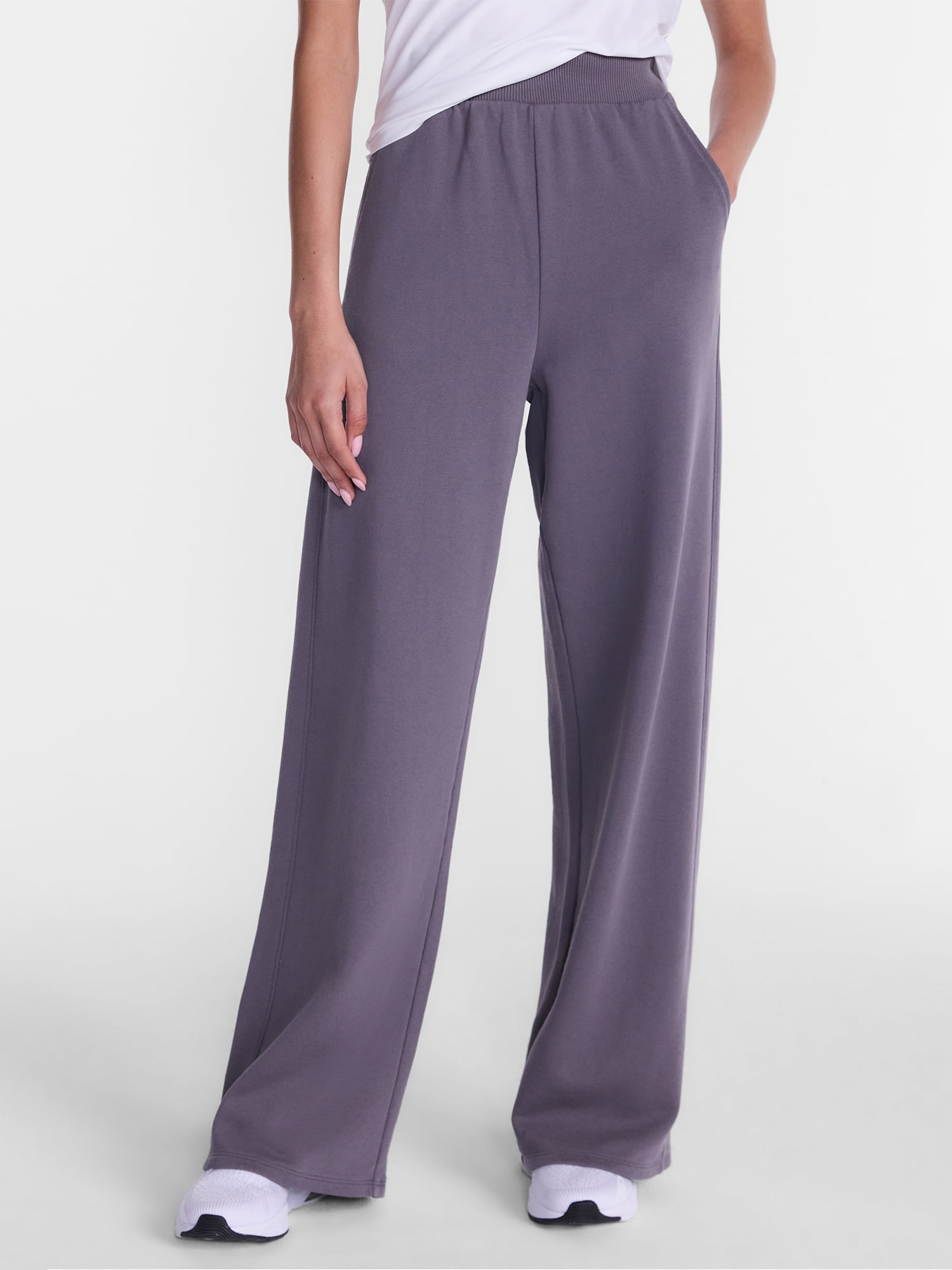 Athletic Works Women's and Women's Plus French Terry Wide Leg Pants, 31" Inseam, Sizes XS-4X