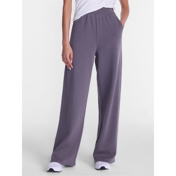 Athletic Works Women's and Women's Plus French Terry Wide Leg Pants, 31" Inseam, Sizes XS-4X