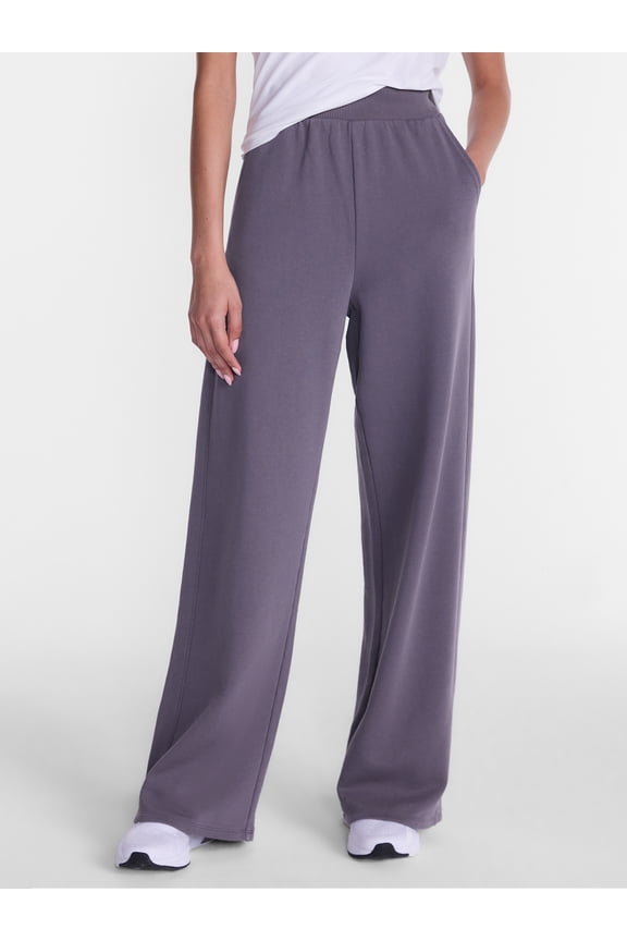 Women's and Women's Plus French Terry Wide Leg Pants, 31" Inseam, Sizes XS-4X