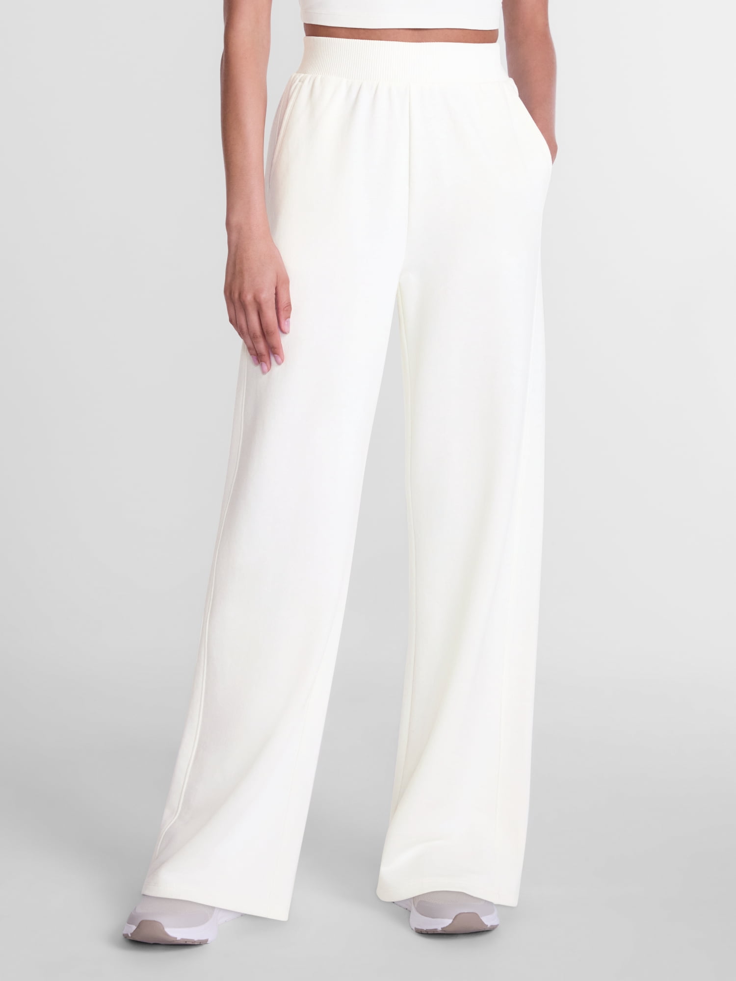 Athletic Works Women's and Women's Plus French Terry Wide Leg Pants, 31" Inseam, Sizes XS-4X