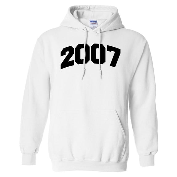 2007 College Style Hoodie Sweatshirt Unisex Large White