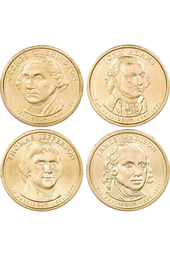 2007 D Presidential Dollar 4 Coin Set BU Uncirculated Mint State $1 Collectible