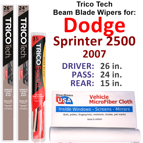 2007 Dodge Sprinter 2500 Beam Blade Wipers (Set of 3) w/Rear Wiper
