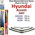 thumbnail image 1 of 2007 Hyundai Accent Beam Wiper Blades Wipers WBUSA (Set of 3) w/Rear Wiper, 1 of 3