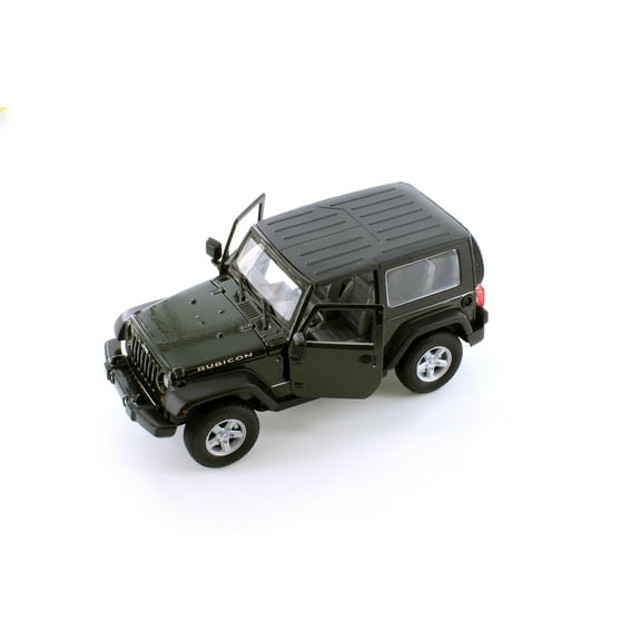 2007 Jeep Wrangler Rubicon Hardtop, Dark Green - Welly 22489HWG - 1/24 scale Diecast Model Toy Car