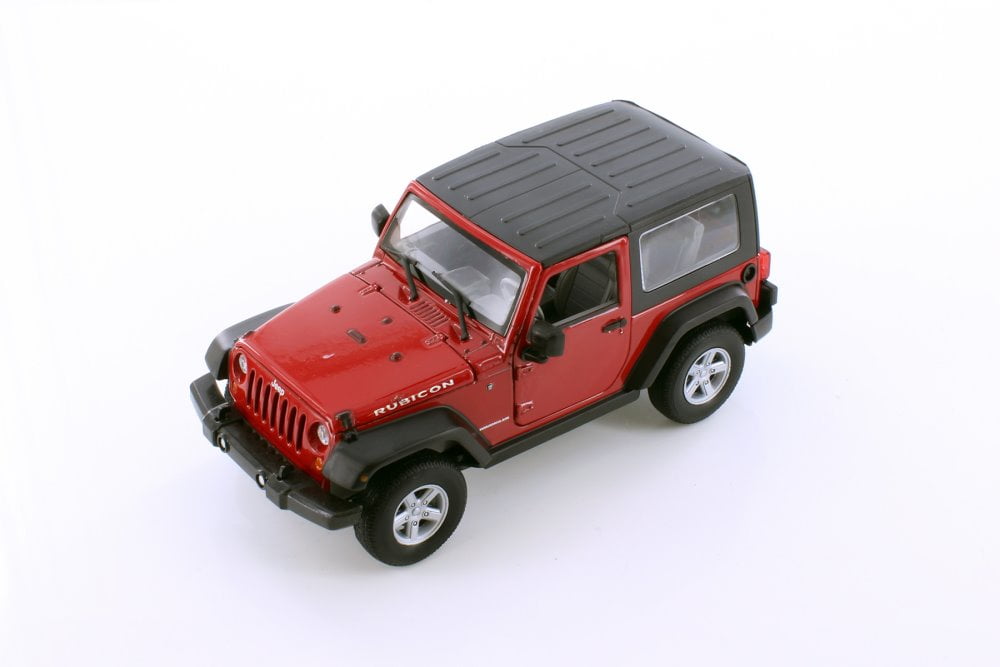 2007 Jeep Wrangler Rubicon Hardtop, Red - Welly 22489H/4D - 1/24 scale Diecast Model Toy Car