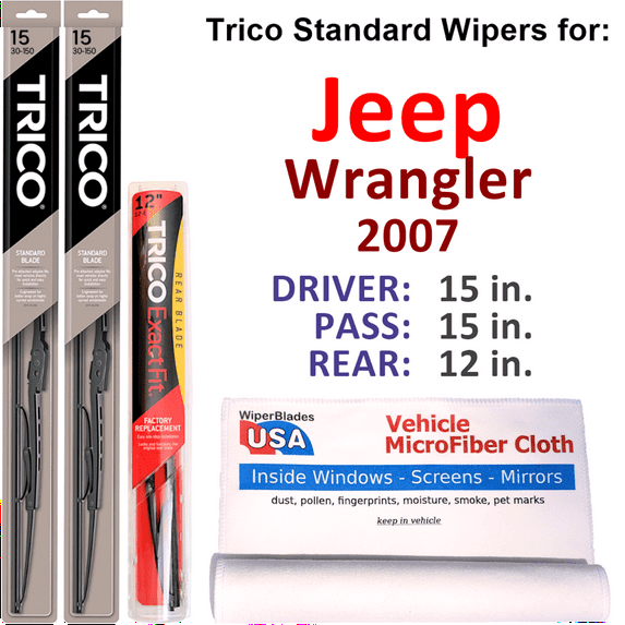 2007 Jeep Wrangler Wiper Blades (Set of 3) w/Rear Wiper