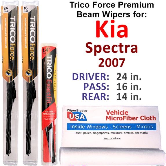 2007 Kia Spectra Performance Beam Wipers (Set of 3) w/Rear Wiper