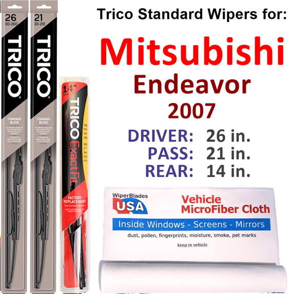 2007 Mitsubishi Endeavor Wiper Blades (Set of 3) w/Rear Wiper