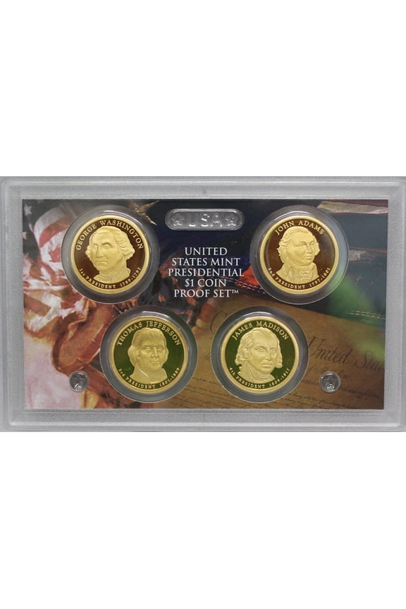 2007 Presidential Dollar Proof Set - 4-Coin Clear Case Set (No Box or COA)