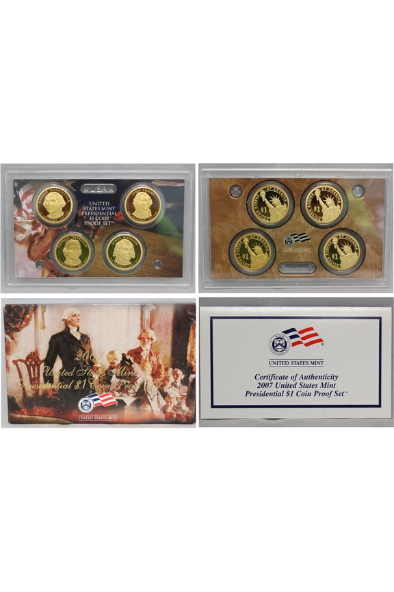 2007 Presidential Dollar Proof Set - U.S. Mint 4-Coin Set in OGP with COA