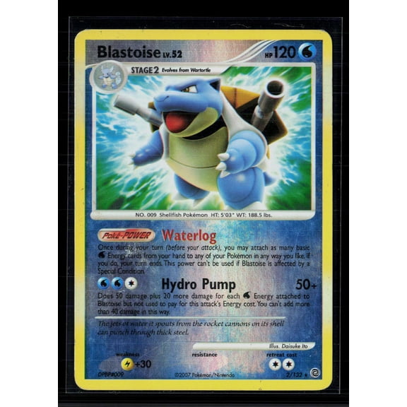2007 Secret Wonders Blastoise Holo Rare #2/132
