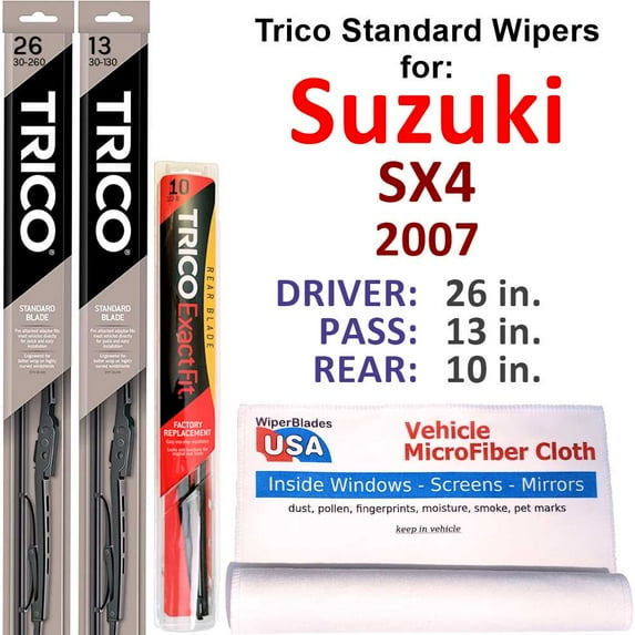 2007 Suzuki SX4 Wiper Blades (Set of 3) w/Rear Wiper