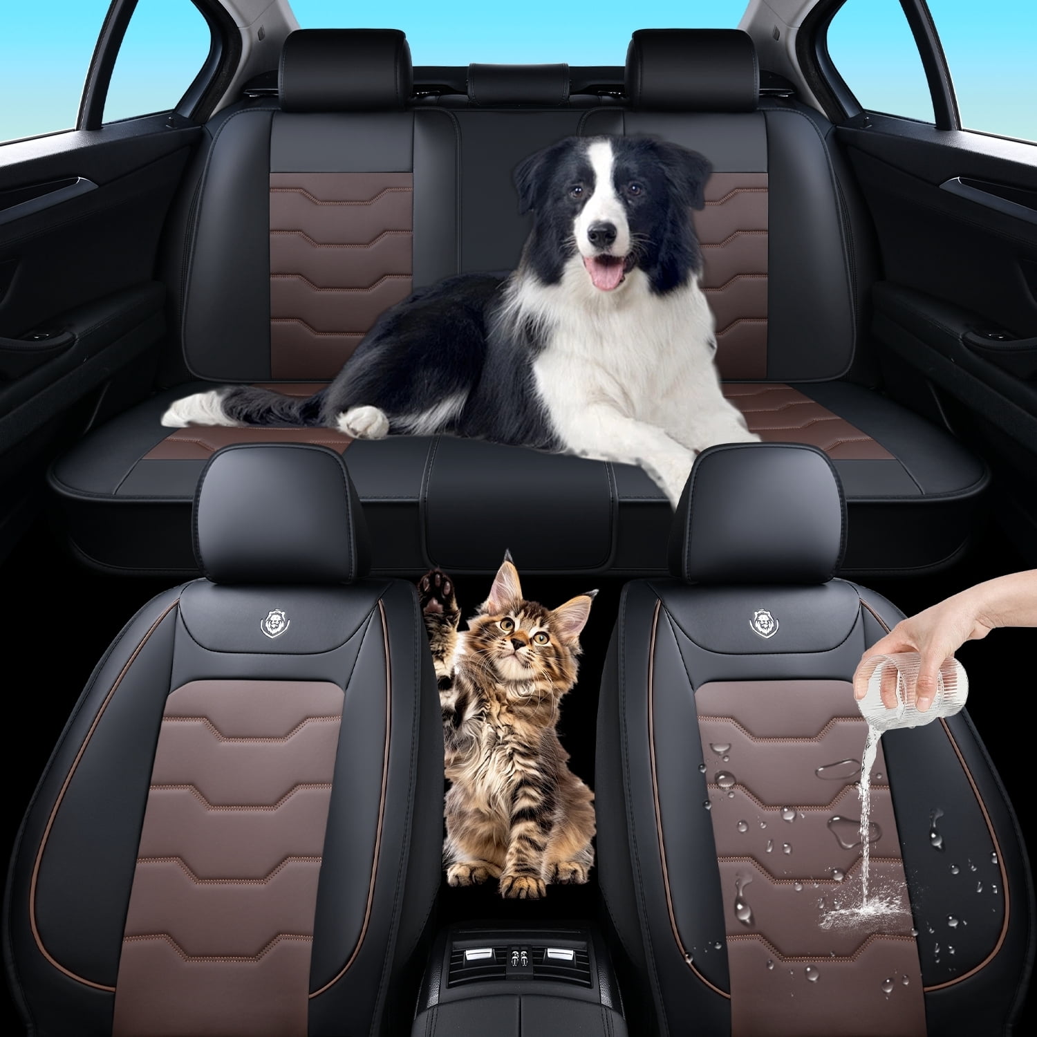 2007 for Toyota Yaris S Car Seat Cover, Waterproof Faux Leather Full Set of 5 Seats Wear Resistance Protect and Upgrade Seats, Car Seat Covers, Upgrade the Car's Interior