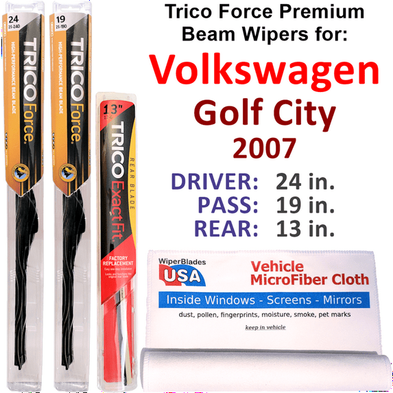 2007 Volkswagen Golf City Performance Beam Wipers (Set of 3) w/Rear Wiper