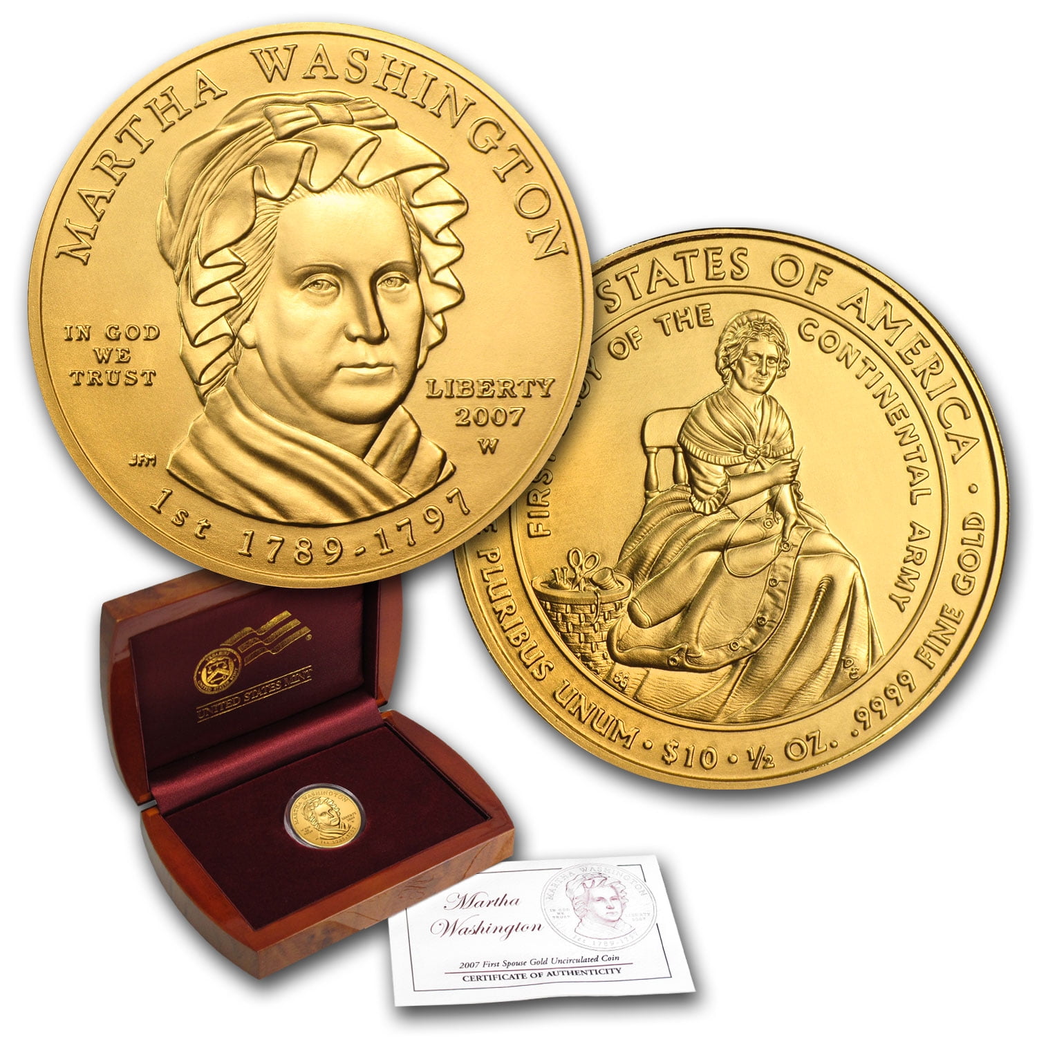 2007-W 1/2 oz Gold Martha Washington BU (w/Box & COA)