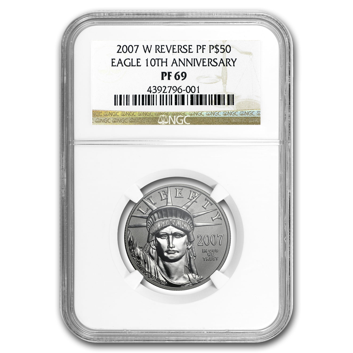 2007-W 1/2 oz Reverse Proof Platinum Eagle PF-69 NGC (10th Anniv ...