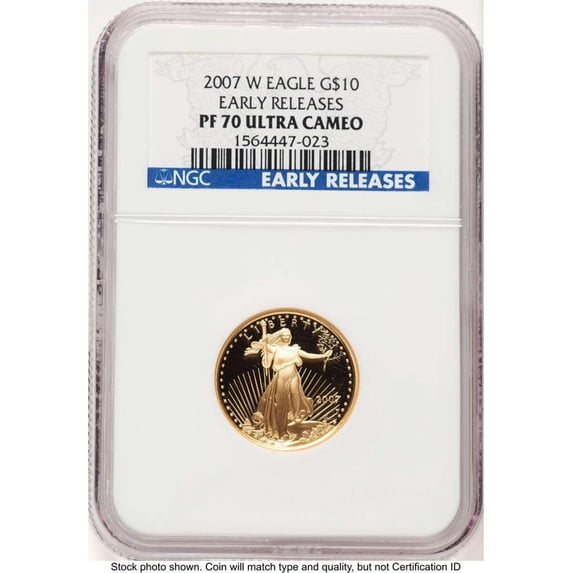 2007-W $10 1/4 oz American Gold Eagle Coin NGC MS70 - HAT522209007