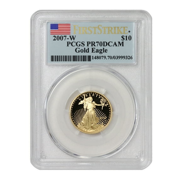 2007-W $10 Gold Eagle PCGS PR70 Deep Cameo First Strike Flag Label U.S. Mint Coin