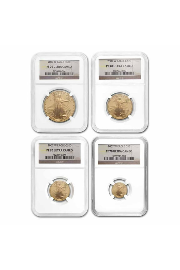 2007-W 4-Coin Proof American Gold Eagle Set PF-70 UCAM NGC