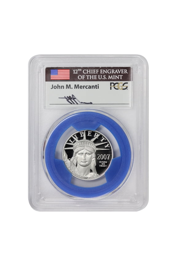 2007-W $50 Platinum Eagle PCGS PR70 Deep Cameo First Strike Mercanti Label U.S. Mint Coins