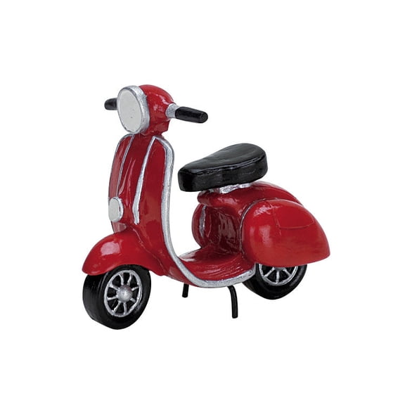2007 red moped christmas village accessory
