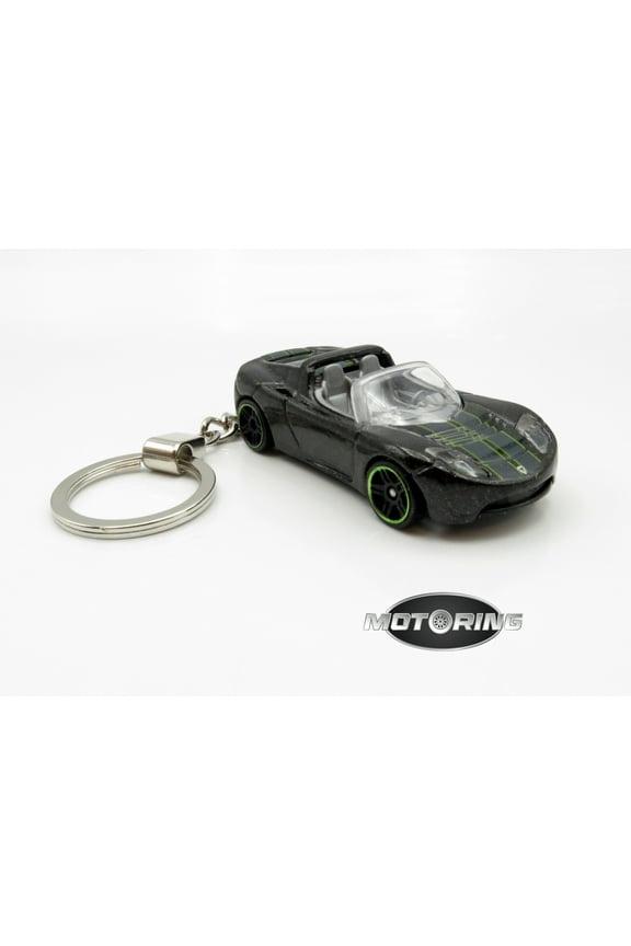 2008 '08 Tesla Roadster Convertible Black Car Rare Novelty Keychain 1:64