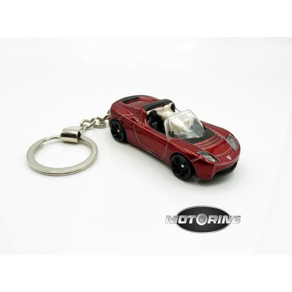 2008 '08 Tesla Roadster Maroon Car Rare Novelty Keychain 1:64 Diecast