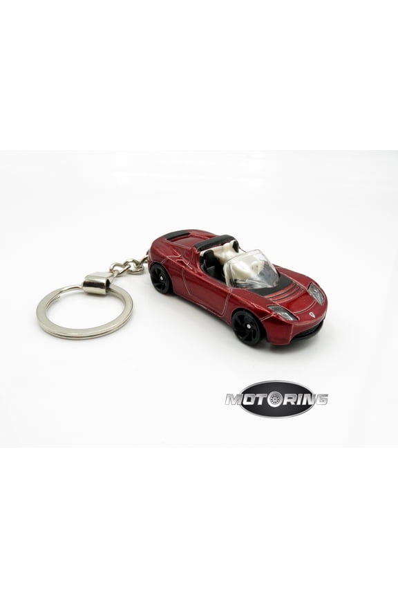 2008 '08 Tesla Roadster Maroon Car Rare Novelty Keychain 1:64 Diecast